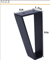 Lot de 4 pieds de meubles lourds en métal noir en forme de triangle pour chambre à coucher style mod du milieu du siècle pour salle à manger salon canapé canapé