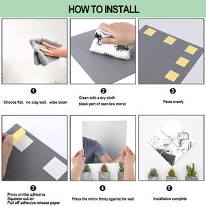 Carreaux acryliques auto-adhésifs Feuilles de miroirs en plastique flexibles Autocollants muraux Petit miroir sans cadre de 2mm d'épaisseur Lot de 4 (8x8 pouces) - Product Image 2
