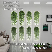 5 branches extérieur feuille de lierre plantes vigne rotin artificiel maison plantes suspendues décoratives avec du plastique pour Thanksgiving