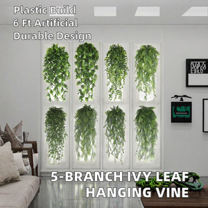 5 Ramas de Hiedra Artificial para Exteriores, <span class=keywords><strong>Plantas</strong></span> Colgantes Decorativas para el Hogar <span class=keywords><strong>con</strong></span> Plástico para Acción de Gracias - Product Image 3