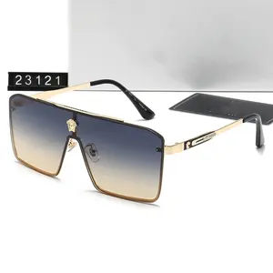 Moda Ver sin montura cuadrado degradado de gran tamaño tonos cuadrados de moda gafas de sol con marco de Metal