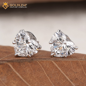 Boucles d'oreilles en diamant de laboratoire taille cœur Goldleafgem, or 14K 18K, certifiées IGI, diamants HPHT CVD, bijoux fins sur mesure - Product Image 1