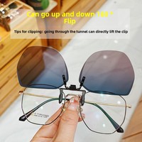 Nouveau Style Ultra-Léger Flip-Up HD Lunettes De Soleil Polarisées Photochromiques Conduite Myopie Lunettes UV400 Protection PC Clip-On pour Hommes