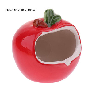 Maison d'été en céramique en forme de pomme pour <span class=keywords><strong>hamster</strong></span>, <span class=keywords><strong>cage</strong></span>, <span class=keywords><strong>mini</strong></span> cachette fraîche, lit de couchage, nid pour petits animaux - Product Image 6