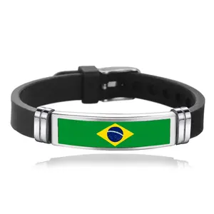 custom Brazil Spain Portugal England flag watch silicone bracelet,national countries flag silicone rubber bracelet