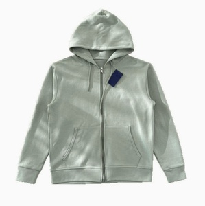Veste à capuche zippée décontractée vintage de luxe RL Fashion 100% coton, coupe ample, couleur unie, pour homme - Product Image 1