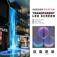 Écran LED transparent semi-extérieur P3.91-7.81 pour façade de centre commercial, armoire 1000x500mm