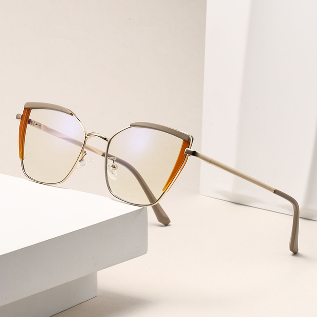 New European American Fashion Cat's Eye Color-Changing Optical Frame Women's Anti-Blue Light Glasses