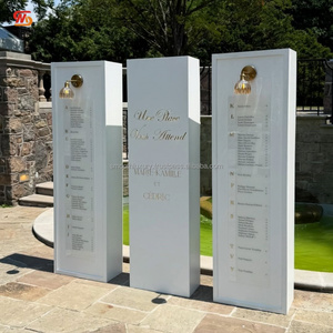 Smooth White Acrylic <b>Wedding</b> Arch Pillar Name and Seating Chart <b>Sign</b> with Bell for <b>Wedding</b> Events and <b>Welcoming</b> Guests - Product Image 3