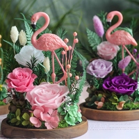 2025 Tahun Lovebay Desain Baru Flamingo Mawar Abadi Kubah Bunga Asli Tahan Lama Selamanya dalam Kaca untuk Hadiah Hari Valentine Terbaik