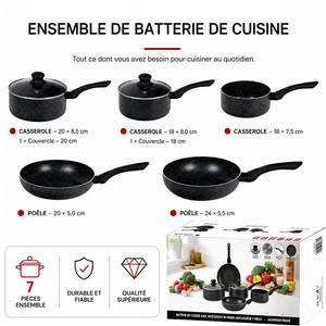 High Quality Modern Ceramic Coated Cooking Pots&<b>Pans</b> 7-Piece Aluminum Cookware Set - Product Image 2