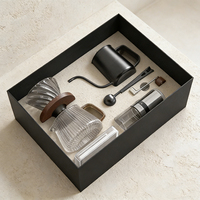 Klam – Meilleure vente : Ensemble cadeau de moulin à café et pot à café classique moderne avec logo personnalisé, construction en métal et verre de qualité supérieure, portable et durable