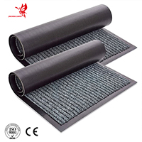 Tapis de porte antidérapant à double rayure en polyester, tapis d'entrée commercial perforé à l'aiguille avec support en PVC