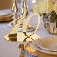Numéros de table en acrylique imprimés UV dorés effet miroir 1-20 avec supports 4,7x3,5 pouces pour mariage et fête