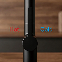Robinet de cuisine flexible en acier inoxydable 304 noir avec jet cascade laminar, mitigeur eau chaude et froide