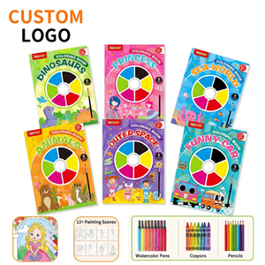 Nuevo diseño personalizado <span class=keywords><strong>libro</strong></span> de colorear de alta calidad para niños incluyendo paleta y juego de pinceles servicio de impresión offset con logotipo personalizado - Product Image 1