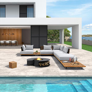 आउटडोर आधुनिक गार्डन सोफा होटल फर्नीचर लिविंग रूम फर्नीचर आधुनिक ठोस लकड़ी का सोफा सागौन सोफा सेट लकड़ी का फर्नीचर - Product Image 2