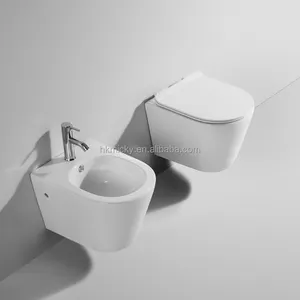 Inodoro Sanitary Wares Bathroom Water Closet Ceramic WC 1 Piece Wall Hung Rimless Toilet Bowl Toilet Set