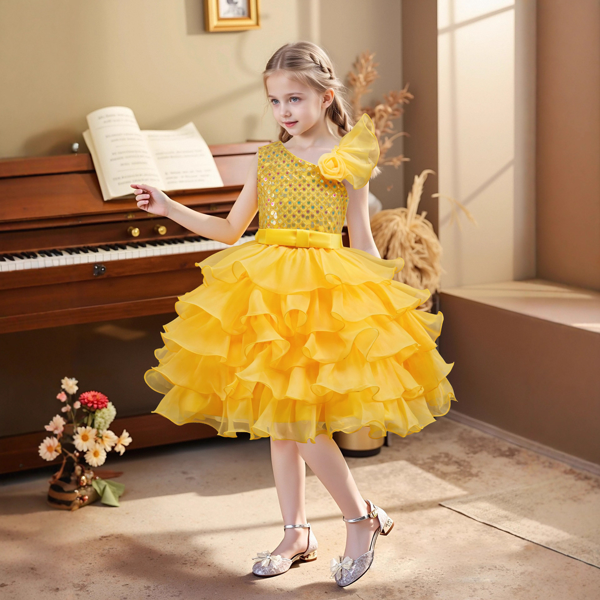 Baby Girl Yellow Dresses 1st Birthday - New Design 2025