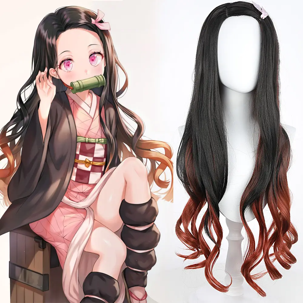 Dibujos animados Anime fiesta Actuación teatral Cosplay peluca Prop Halloween papel vestir degradado pelucas