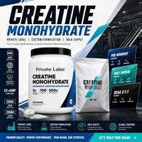 Creatina Monohidrato en Polvo 500g, Venta al Por Mayor, Pura, Micronizada, Suplemento Deportivo para Gimnasio, Fuerza Muscular y Rendimiento
