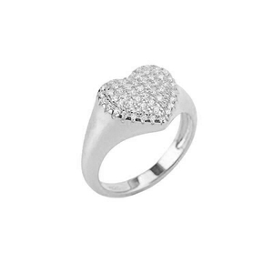 <span class=keywords><strong>Anello</strong></span> Sigillo Personalizzato in <span class=keywords><strong>Argento</strong></span> <span class=keywords><strong>925</strong></span> Placcato Oro con Pavé di Zirconi Cubici a Forma di <span class=keywords><strong>Cuore</strong></span> - Product Image 5