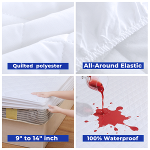 Protector de Colchón Acolchado Hipoalergénico, Impermeable, Antiácaros, Antipolvo, Transpirable, Suave y Lavable - Product Image 2