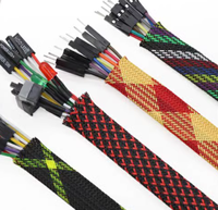 Manchon de tuyau en maille de peau de serpent rouge et noir Manchons de câble tressés en nylon PET écologique