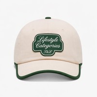 Casquette de baseball en sergé de coton ajustable et structurée à 6 panneaux avec patch en vinyle personnalisé motif feuille T&L pour la vente en gros