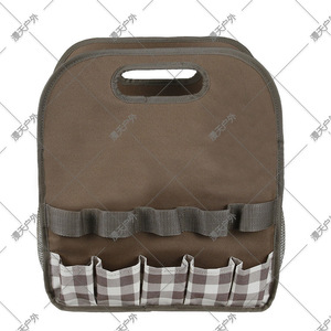 Garden <b>Tool</b> Bag Multi Compartment Portable <b>Tool</b> Duffle Bag Brown 5-9 Pockets <b>Top</b> Handle Storage Bag For Outdoor Use - Product Image 3