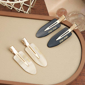 Qianjinカスタムノークリームアセテートヘアクリップ滑り止めバレットメタルクランプ付き - Product Image 3