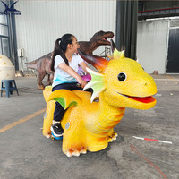 Coche Eléctrico Andador de Dragón para Niños, Scooter de Dinosaurio Animatrónico con Cabeza, Boca y Cola Móviles para Parque de Atracciones