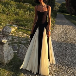 เดรสยาวทรงเอ สไตล์ลำลอง สีตัดกัน ดีไซน์เก๋ไก๋สำหรับฤดูใบไม้ผลิ เหมาะสำหรับวันหยุดพักผ่อน  สำหรับผู้หญิง แขนกุด ทรงหลวม - Product Image 2