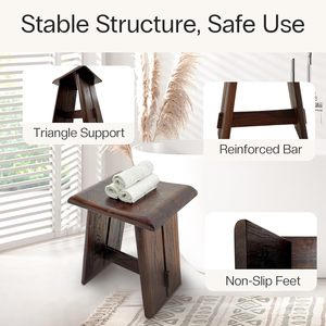 Taburete de Ducha de Madera de Teca, Banco de Baño Ergonómico con Asiento Curvo, Diseño Compacto y Estable, Capacidad de 350 Libras, Ideal para Ducha y Spa - Product Image 6