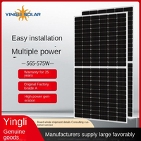 Vente en gros de panneaux solaires photovoltaïques bifaciaux en verre YL-565W entièrement noirs, efficacité de 22,1 % pour l'énergie industrielle et commerciale