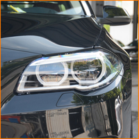 Pour BMW Série 5 F10 F11 F18 2011-2017, mise à niveau des phares LED, yeux d'ange bicolores dorés, phares de projecteur fumés noirs