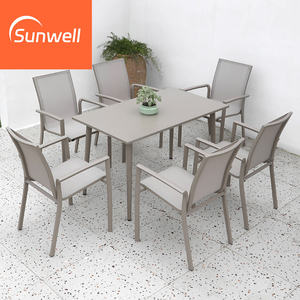 Muebles de jardín, juego de <span class=keywords><strong>mesa</strong></span> de comedor al aire libre, silla de patio, restaurante, <span class=keywords><strong>mesa</strong></span> de aluminio y juego de sillas de madera de teca <span class=keywords><strong>con</strong></span> paraguas - Product Image 4