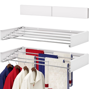 Home Folding Towel <b>Rack</b> 80cm Wall-mounted Clothes Drying <b>Rack</b> Retractable Space Saving Clothes Storage <b>Rack</b> - Product Image 1