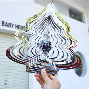 Reusable Christmas <b>Tree</b> Shape 3D Stainless Steel Metal Waterproof Hanging Wind Spinner Chime Indoor <b>Outdoor</b> Garden Yard Ornament - Product Image 5