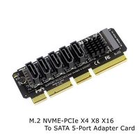 M.2 NVMe PCI-E X4 X8 X16 à pour SATA 5 Port Adaptateur Carte Riser Compatible avec pour SATA III 6 GB/S en Stock