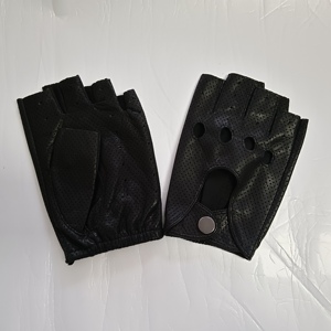Gants de conduite en cuir de mouton à demi-doigts pour hommes, été 2026, avec trous d'aération, gants de vélo - Product Image 4
