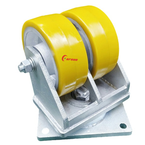 Extra schwere 8-Zoll-Doppelradrollen Starre Lenk rolle 200mm Eisenkern kugellager Industrie rollen Polyurethan stahl - Product Image 1