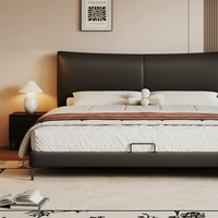 Lit de rangement, Lit plateforme moderne, Lit avec tête de lit à panneaux larges, Lit King Size, Lit Queen Size, Lit double, Lit pour la maison