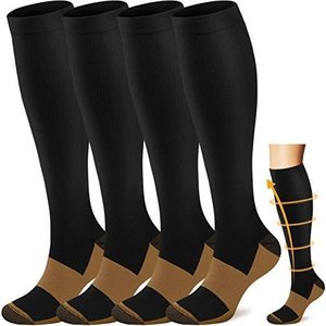QG Compression Socks For Women <b>Knee</b> <b>High</b> Copper Ion Support Sports Socks Tall Length Color Blocking Design - Product Image 1
