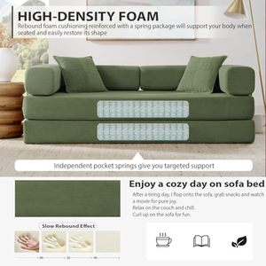 Boneless Couch Folding Floor Sofa <strong>Bed</strong> <strong>King</strong> <strong>Size</strong> With Fixed-Shape Frame for Living Room - Product Image 4