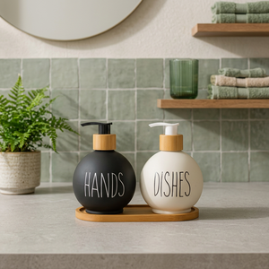 ERKUGO Distributeur de savon à vaisselle multifonction mains libres en verre moderne de qualité supérieure 500 ml avec base en bambou écologique pour la maison - Product Image 3