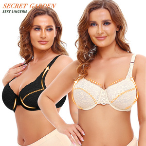 Sous-vêtements en dentelle jacquard européen et américain avec anneau en acier, soutien-gorge de grande taille, bonnet DEF, vente en gros - Product Image 3
