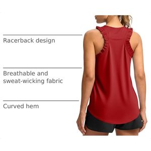 Débardeur sans manches personnalisé pour femme, à volants, dos nageur, UPF 50+, pour yoga, entraînement, décontracté, coupe ample - Product Image 4