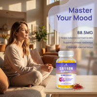 Qbioflex OEM Marque Privée Gommes au Safran Soutien Humeur Sommeil Concentration Détente Équilibre Cortisol 60 Comprimés Complément Alimentaire