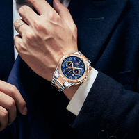 MINI FOCUS MF0495 jam tangan kuarsa pria, jam tangan Model baru mewah tali baja tahan karat modis